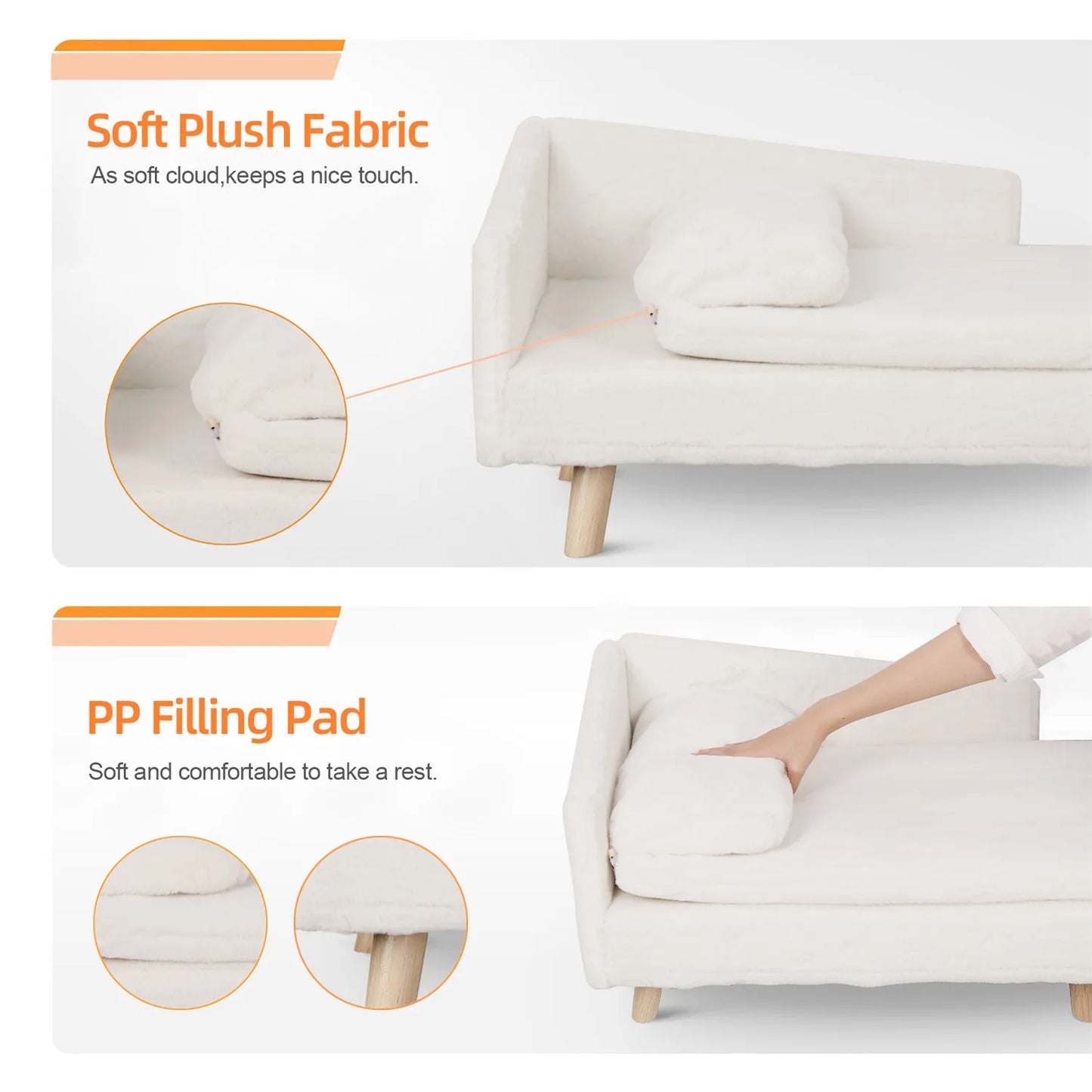Elevated Pet Sofa Bed With Nordic Wood Legs And Cozy Pad