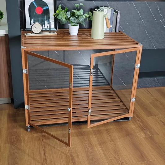 Clear Tempered Glass Dog Crate With Aluminum Frame