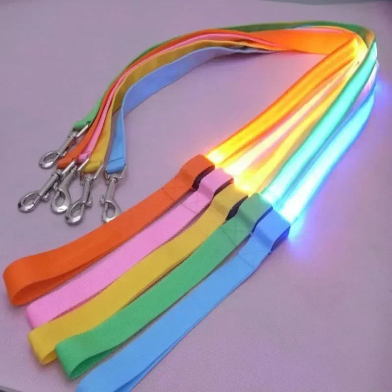 Flashing Dog Leash Rope Harness Collar Electronic Glowing LED Light Safety Accessory for Pets