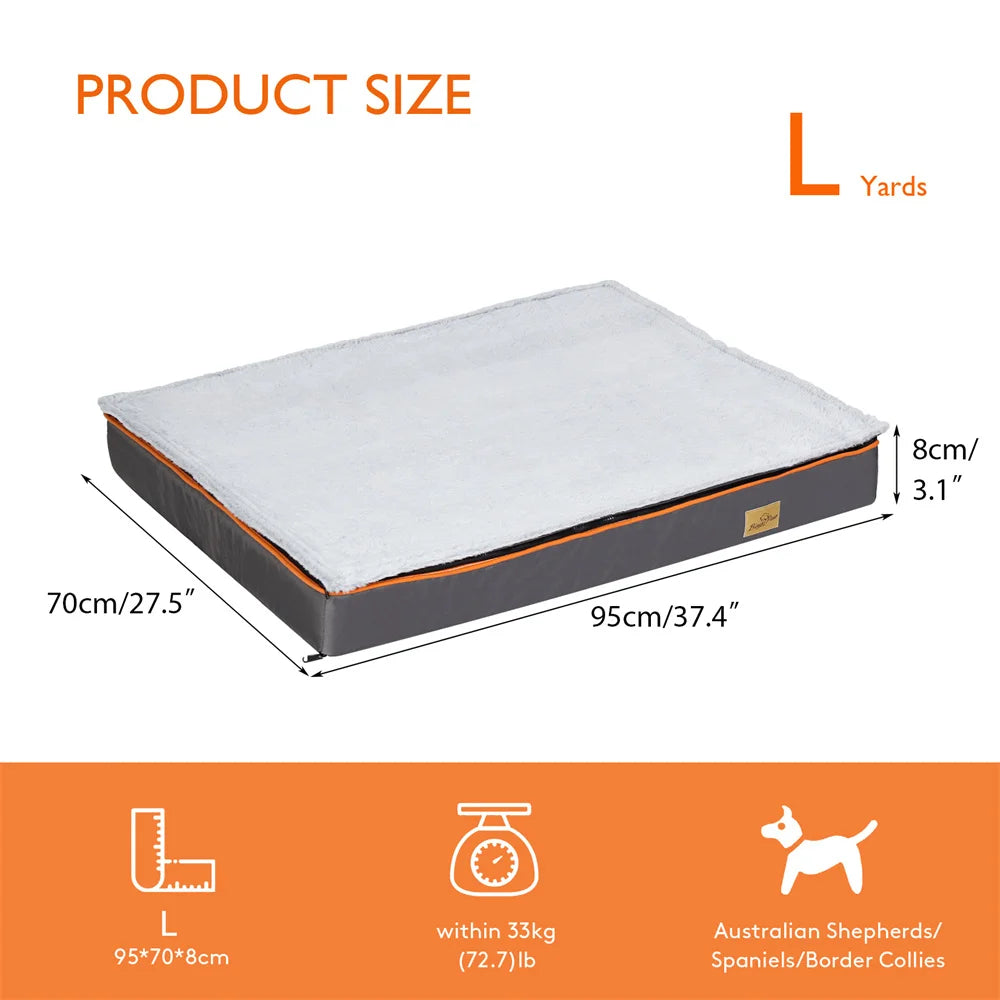 Premium Large Orthopedic Memory Foam Dog Bed Orange Trim