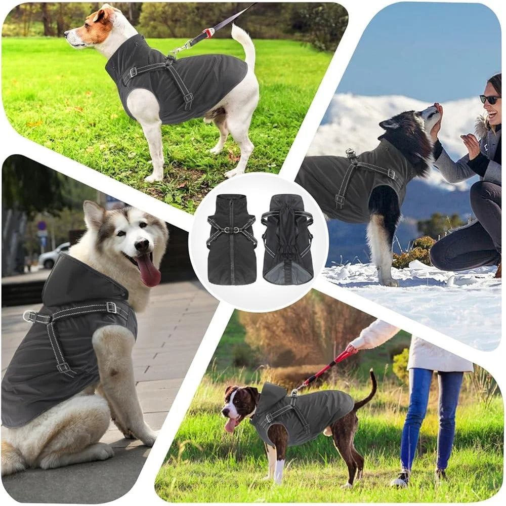 Reflective Waterproof Dog Raincoat Adjustable Hooded Jacket