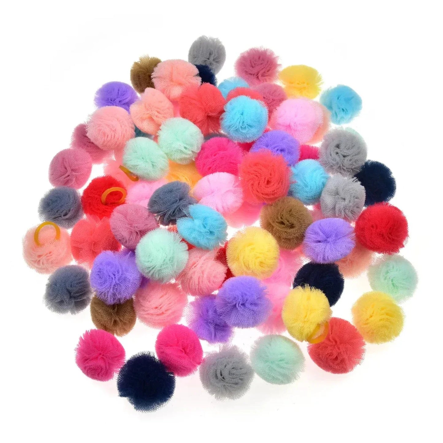 40Pcs Pet Dog Hair Accessories Round Lace Bows Rubber Bands