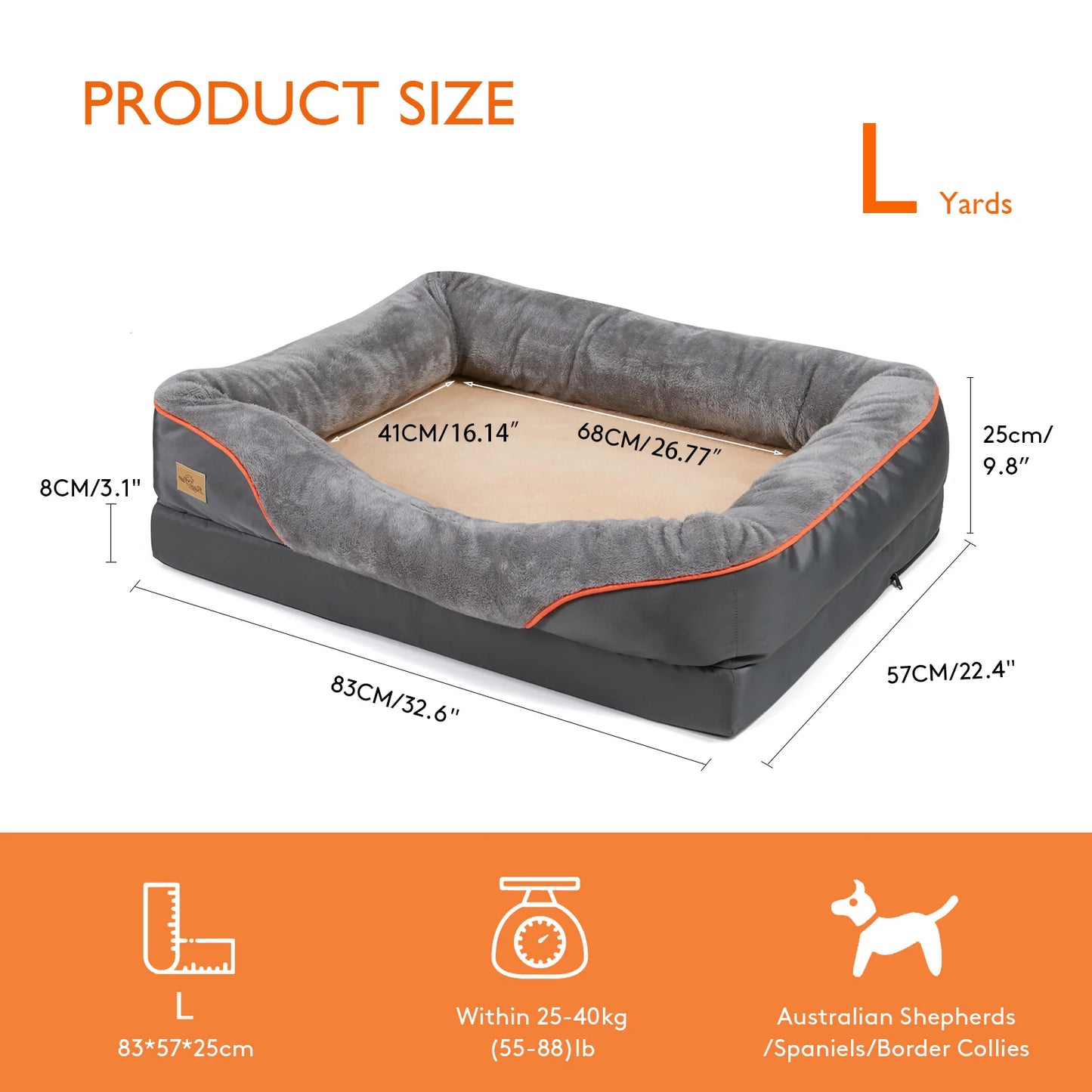 Large Dog Bed Soft Comfortable Anti Allergy Warm Fleece Removable Washable Cover Waterproof Pet Bed