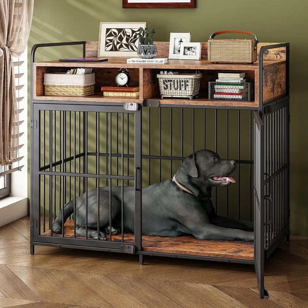 Large Wooden Dog Kennel Table With Drawers And Storage
